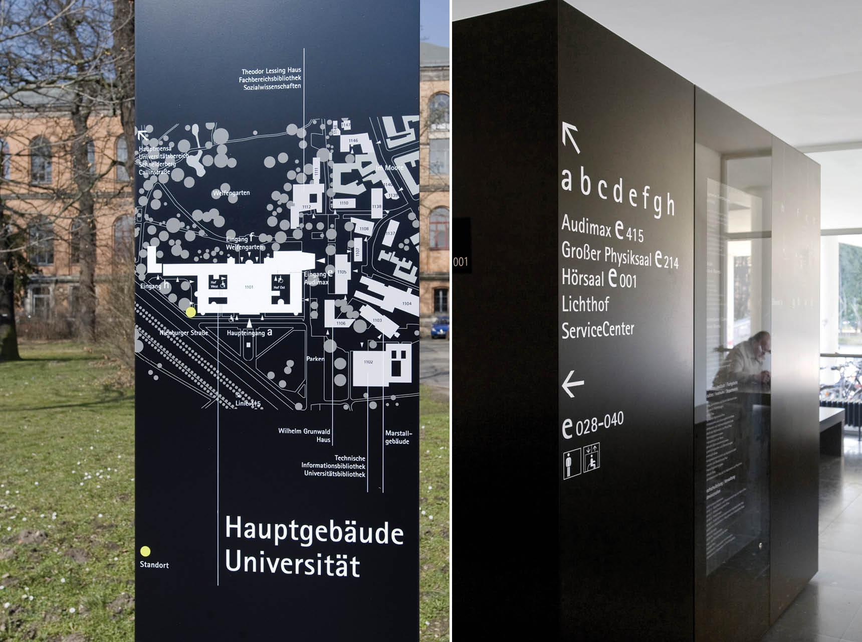 Leibniz Universität Hannover; Orientierungssystem Hauptgebäude Welfenschloss: Wangler & Abele Fotograf: Rudi Meisel, Berlin